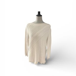 Talbots boatneck white Cable Knit Sweater. Sz 2X
